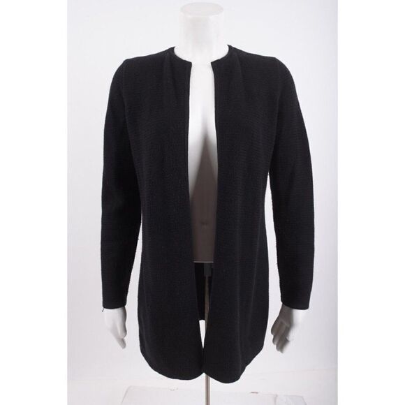 Talbots Womans Cardigan Sweater Coat Size P 0-2 Petite Black Open Front - Picture 1 of 6